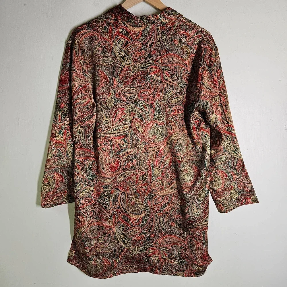 Vintage 90s Victoria's Secret 2pc Sleepshirt Kimono Robe XS OS Paisley Satin Set